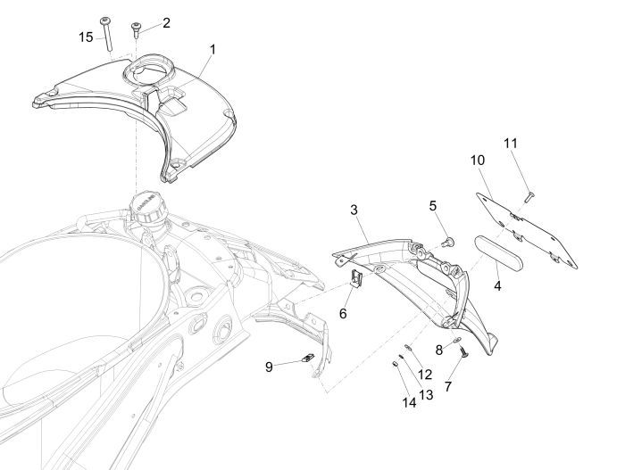 Parafango posteriore - Copriserbatoio Vespa Primavera 50 4 tempi 4V marrone 129/A