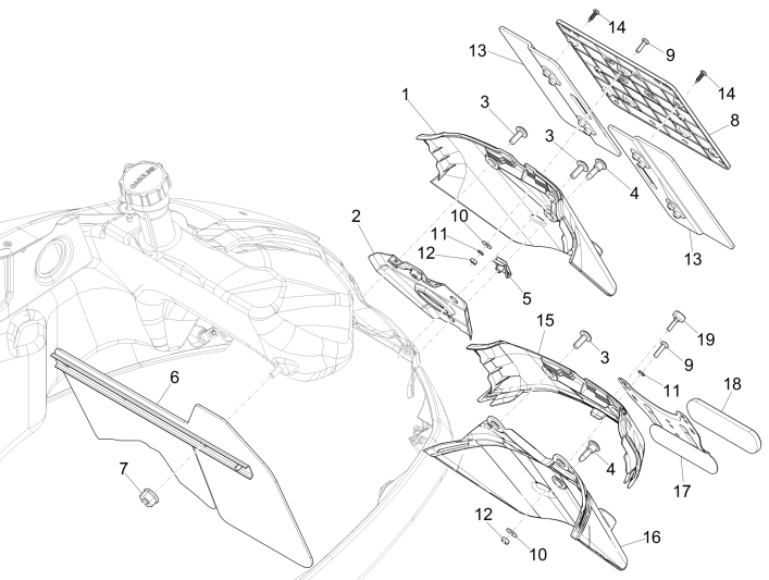 Parafango posteriore - Portatarga Vespa GTS 300 ie 2008-2016 (con e senza ABS) red dragon 894