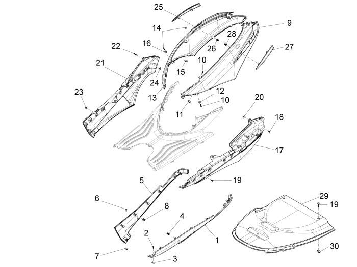 Sottoscocca Piaggio New Fly 4 tempi 4V blu mezzanotte 222