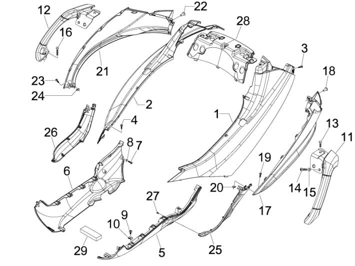 Parabrezza per moto - Spoiler Piaggio MP3 300 LT Sport 2009-2014 grigio orion 713/B