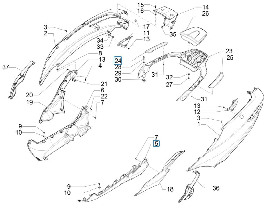 Parabrezza per moto - Spoiler Piaggio MP3 300 ie LT Business - Sport (con e senza ABS) 2016-2018