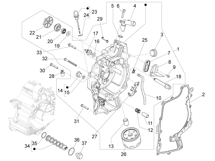 Pompa acqua - Filtro olio - astina Piaggio Beverly 500 Euro 3 2007-2012