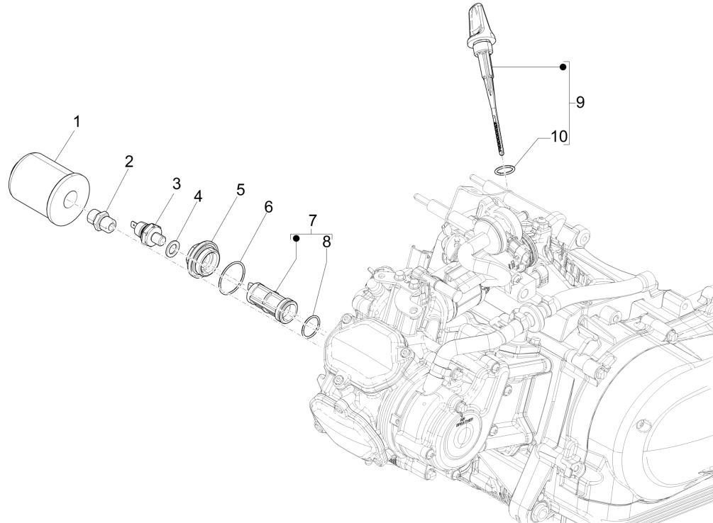 Pompa Acqua - Filtro Olio Piaggio Medley 150 IE ABS Euro 4 2016-2020