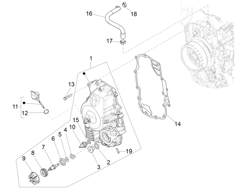 Pompa Acqua - Filtro Olio Piaggio MP3 350 Maxi Sport ABS Euro 4 2018-2020