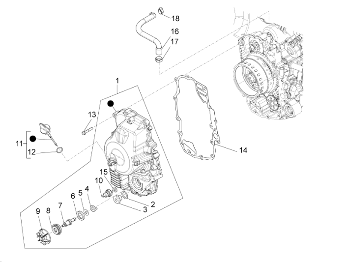Pompa Acqua - Filtro Olio Piaggio Beverly 350 Sport Touring Euro 3 2013-2014