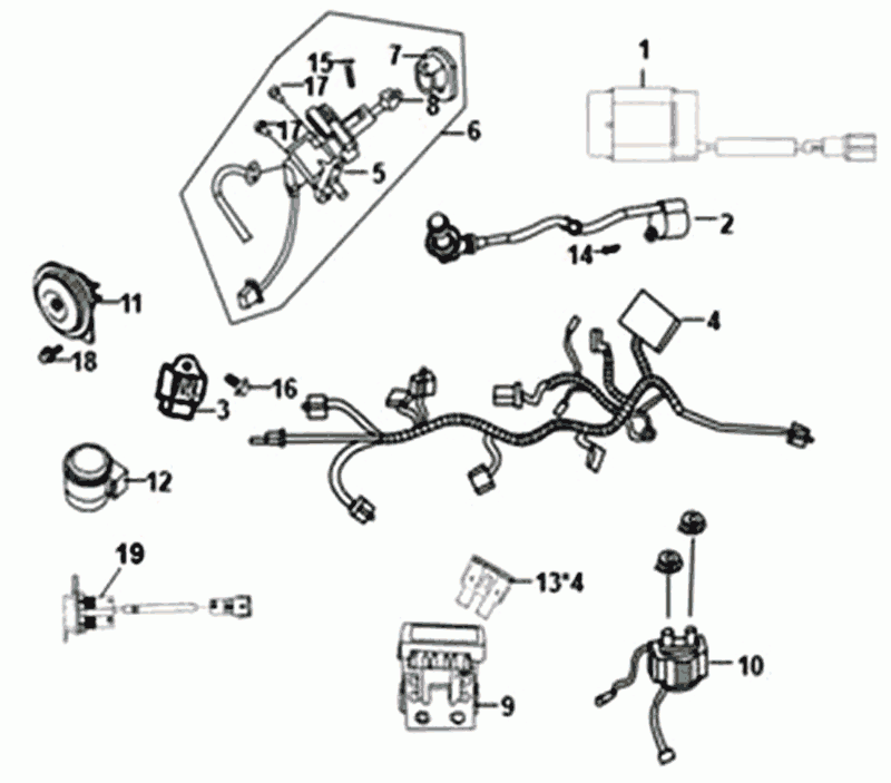 Cablaggio elettrico - Blocchetto di accensione - Parti elettriche Sym Fiddle III Euro 4