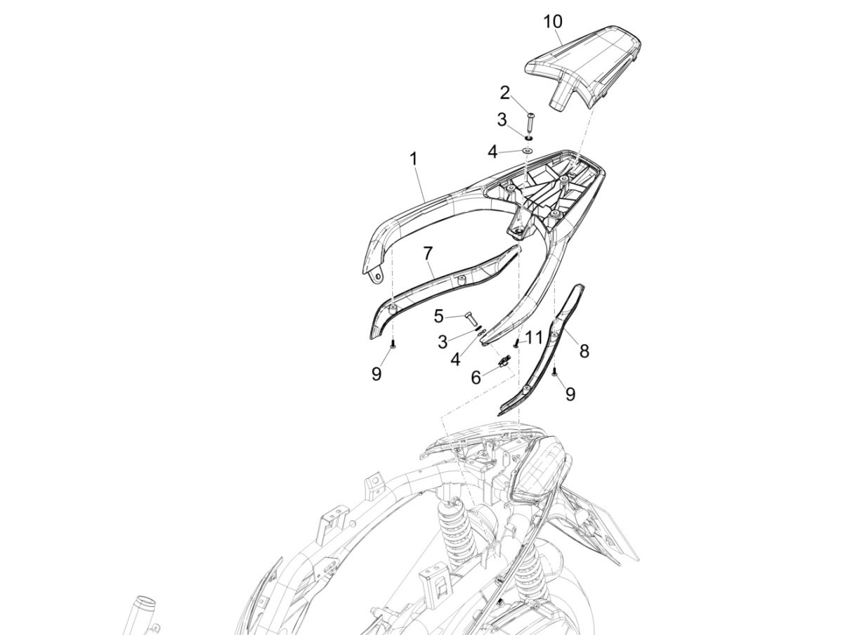 Portapacchi posteriore Piaggio Medley 125 IE ABS Euro 4 2016-2019