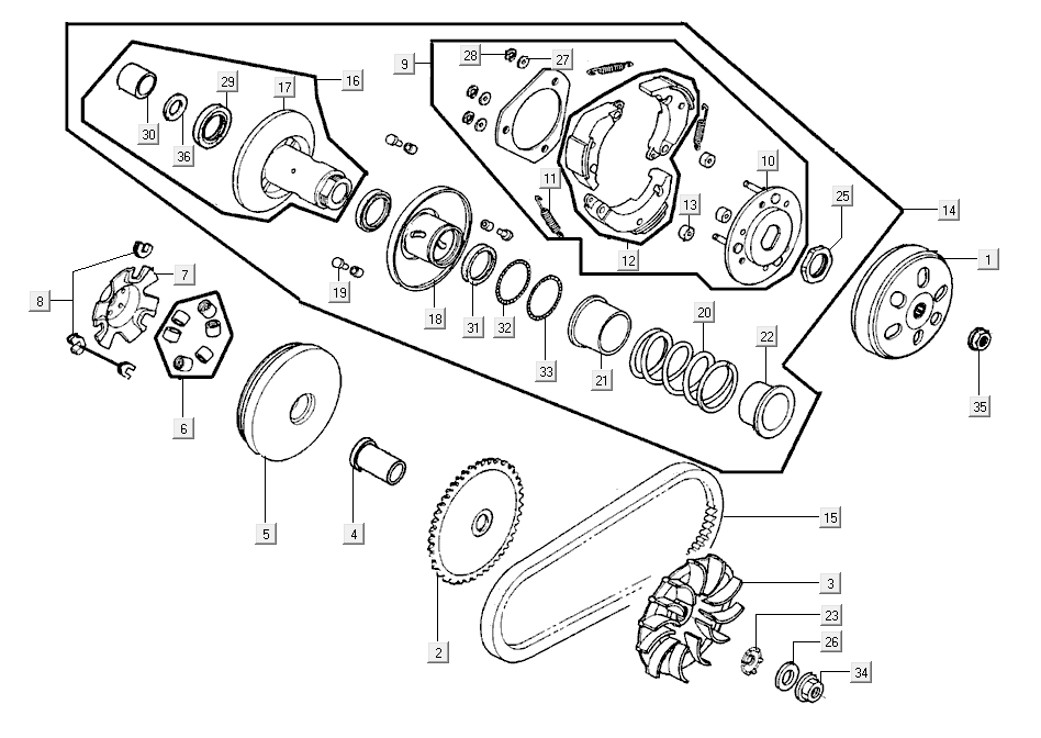 Driven pulley Kymco Super8 R E5