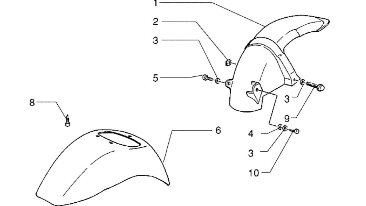 Parafango anteriore - Parafango posteriore Piaggio Zip RST 50 2 tempi AC