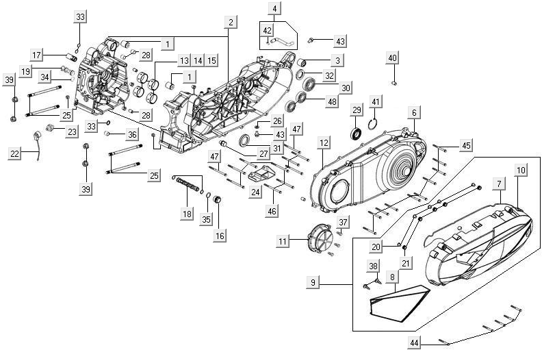 Carter - Coperchio carter Kymco New Downtown 350i ABS