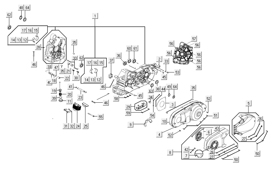 Carter - Coperchio carter Kymco Xciting 500R EVO