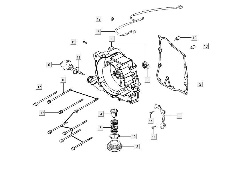 Carter destro - Asta di livello - Filtro olio Kymco People S 150i Euro 4