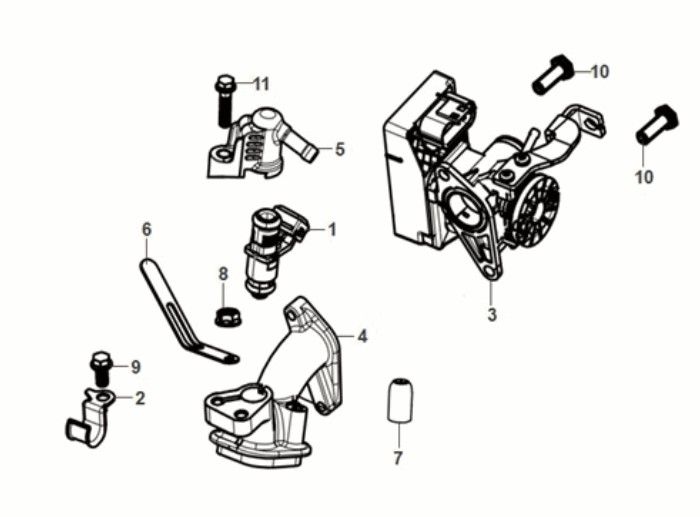 ECU - Corpo farfallato - Iniettore - Collettore di aspirazione Sym Fiddle IV 50 Euro 5