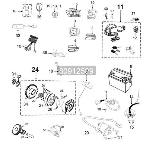 Electric equipment Peugeot Tweet 125i E5 FL 2023-2025