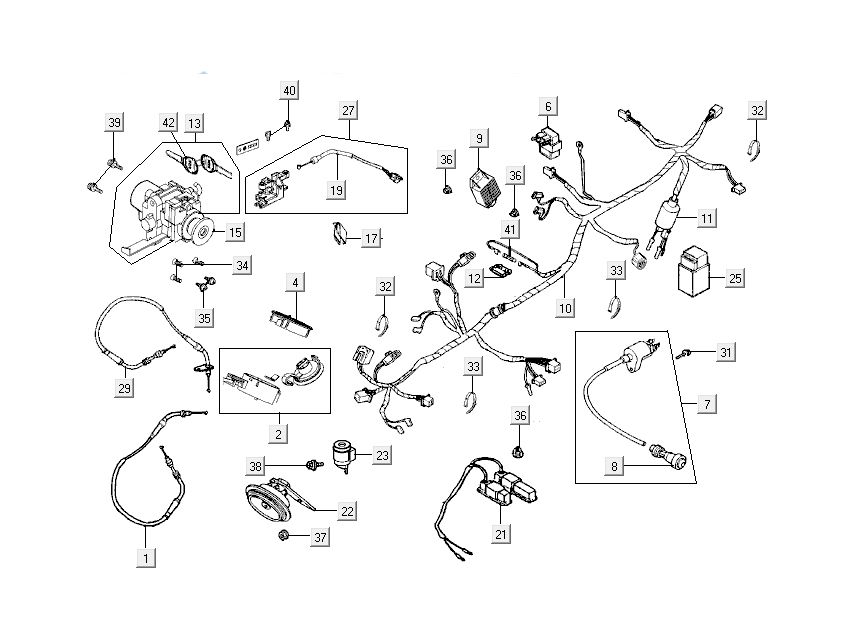 Cablaggio elettrico - Blocchetto di accensione - Parti elettriche Kymco New Dink 4 tempi nero metallizzato