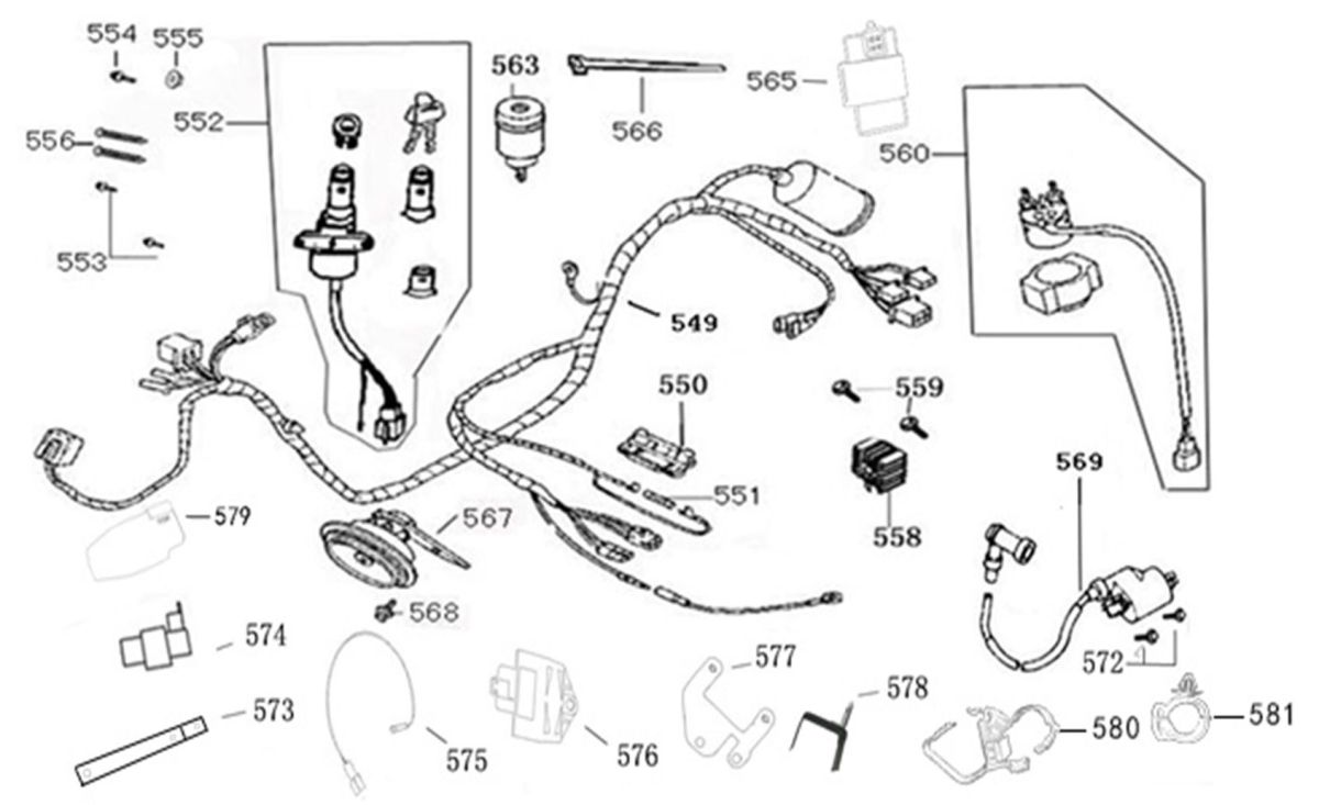 ECU - Cablaggio elettrico - Blocchetto di accensione - Parti elettriche AGM VX50i