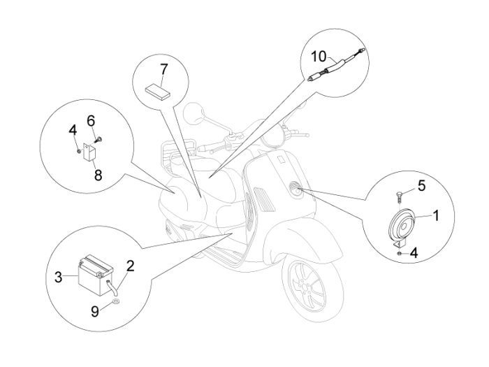 Ricambi elettrici Vespa LXV 4 tempi 2V 25km/h