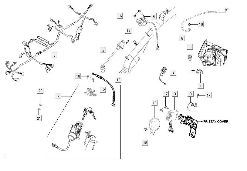 Cablaggio - Blocchetto di accensione - Regolatore di tensione Agility CITY 16 150
