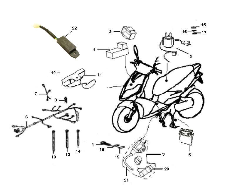 Parti elettriche Generic Xor 50 2T AC 2006 nero 25km/h