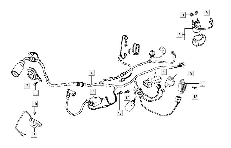 Ricambi elettrici Kymco Activ 50 4-stroke blu-nero