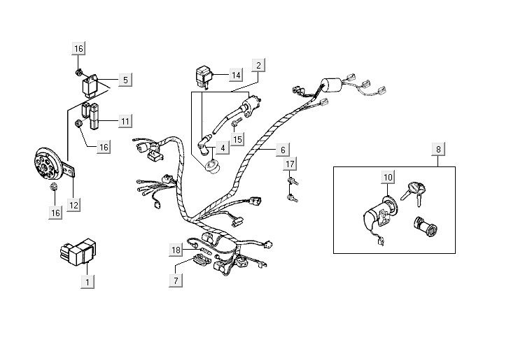 Parti elettriche Kymco Vitality 50 2-stroke AC argento perlato