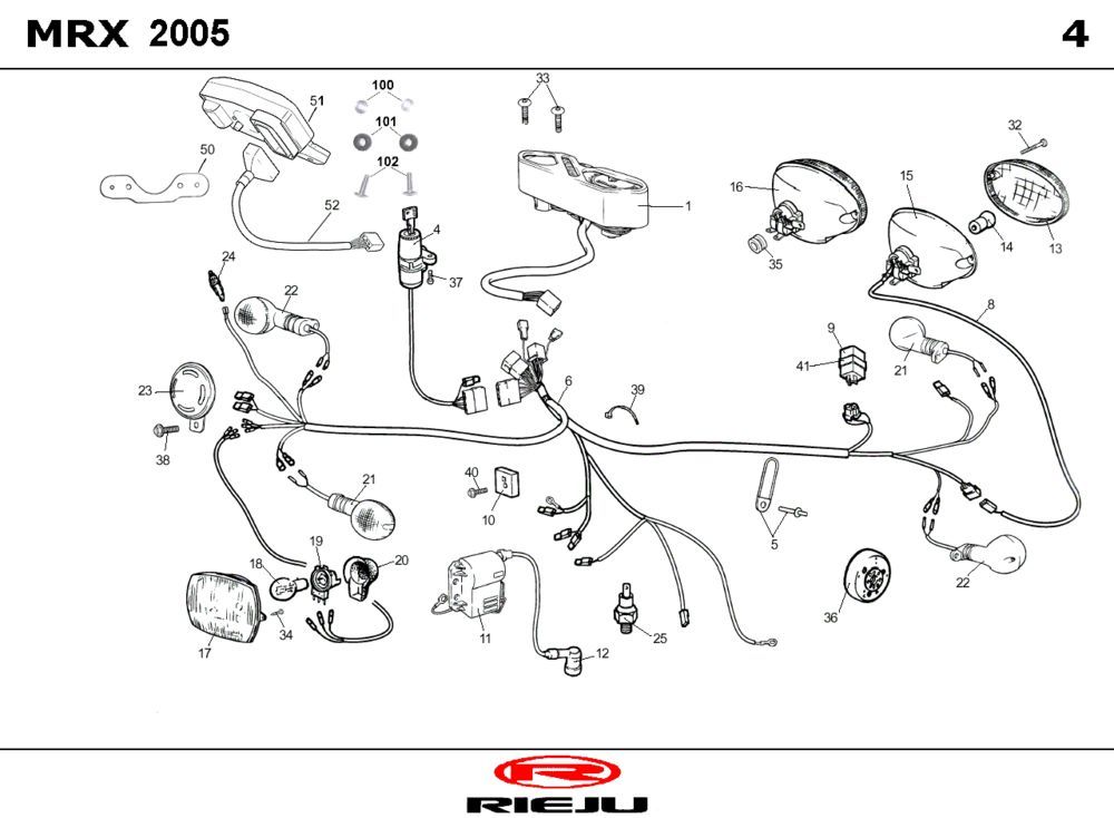 Parti elettriche Rieju MRX P-up rosso 2008 2 tempi
