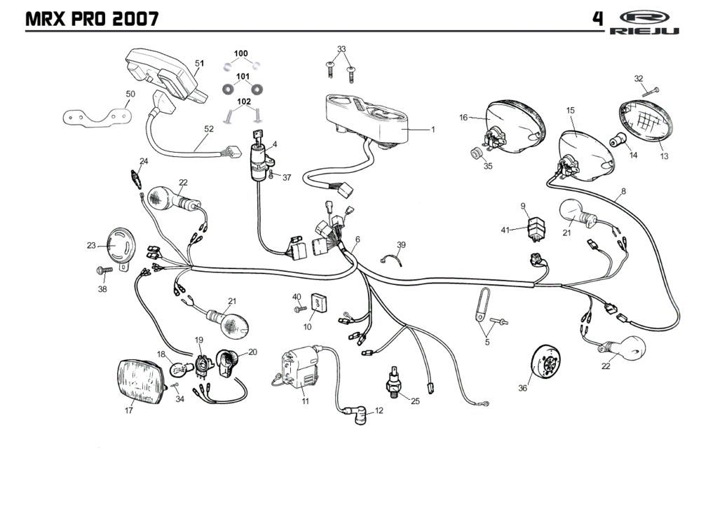 Ricambi elettrici Rieju MRX pro r-green 2008 a 2 tempi