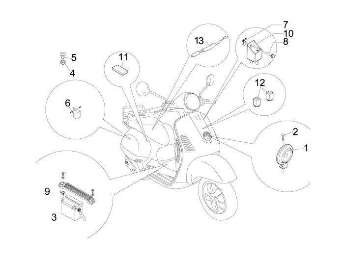 Ricambi elettrici Vespa LX 50 4 tempi 4V 45km/h