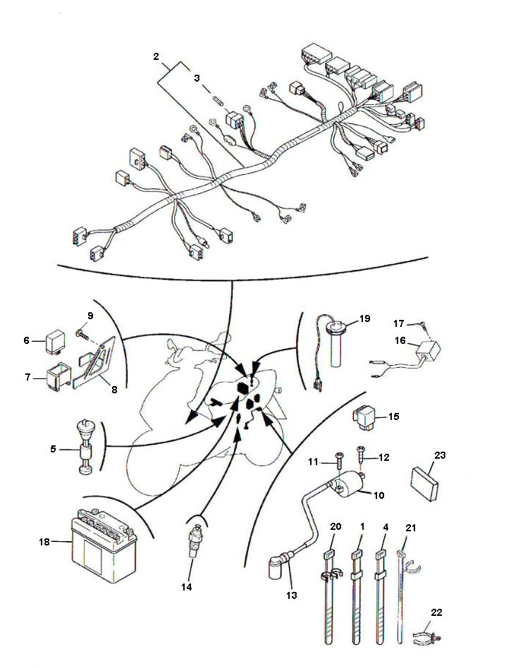 Cablaggio - Bobina di accensione - Batteria Yamaha Aerox 50 2-stroke LC