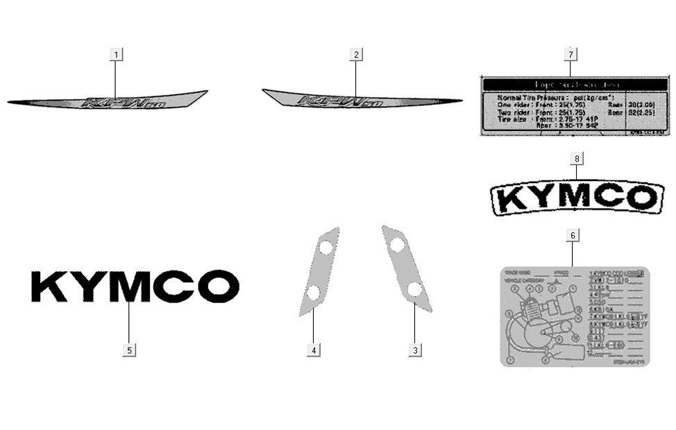 Emblemi - Adesivi Kymco K-Pipe 4 tempi nero lucido