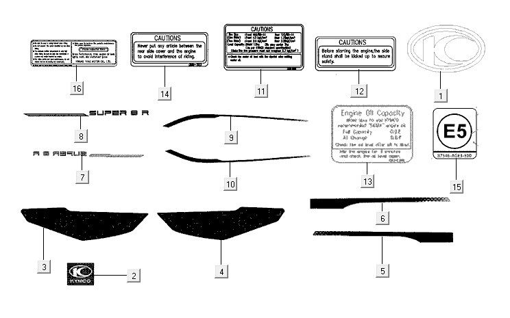 Emblem stripe Kymco Super8 R E5 MAT ZWART
