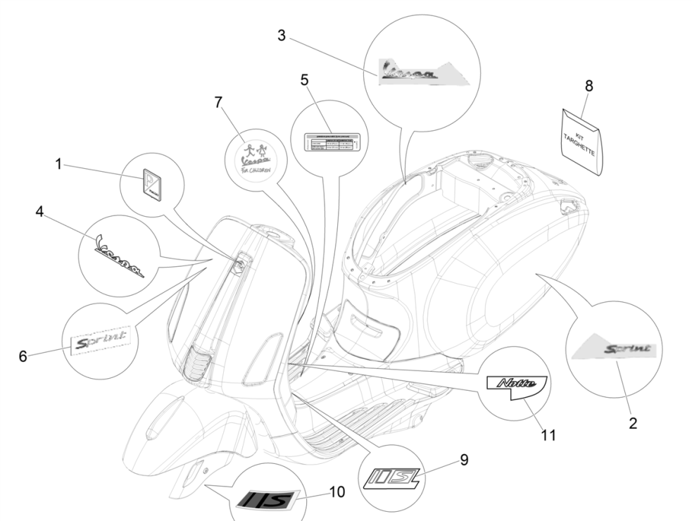Stemmi - Adesivi Vespa Sprint 4 tempi 3V Euro 4