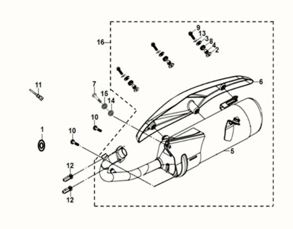 Exhaust muffler Sym Fiddle IV 125i LC ABS E5 2020-2021