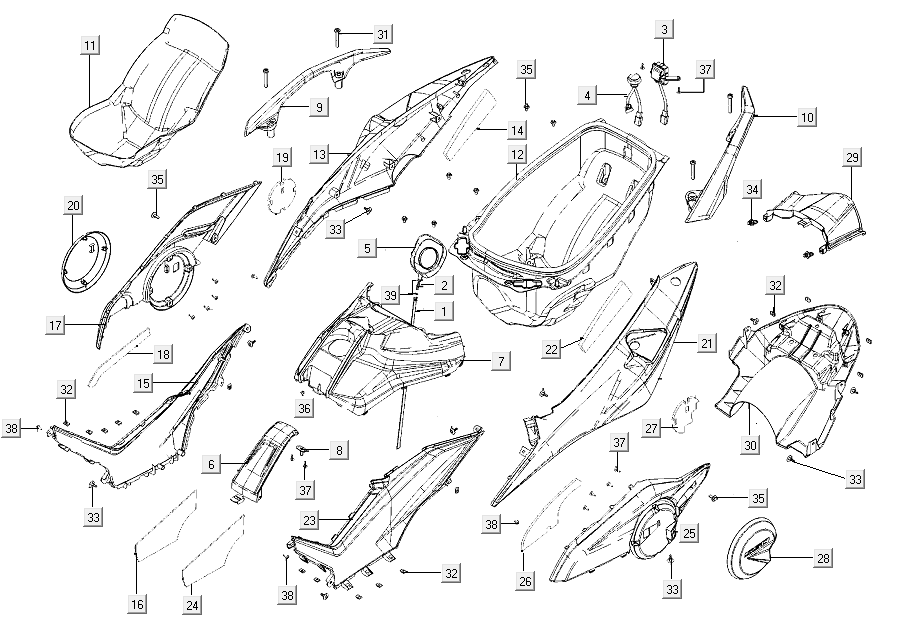 Scatola porta casco - Placcatura posteriore - Kymco AK550i Marrone opaco