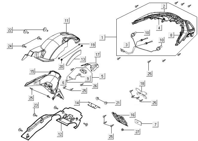 Luce posteriore - Parafango posteriore Kymco New Downtown 125i ABS