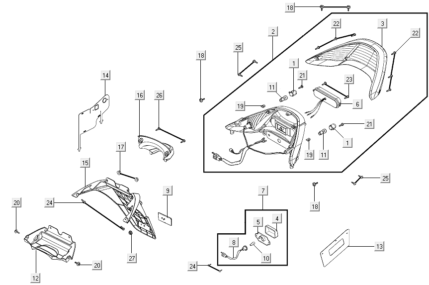 Luce posteriore - Parafango posteriore Kymco Xciting 500R EVO