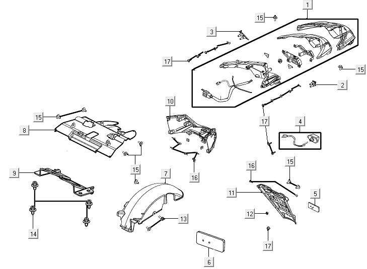 Fanale posteriore - Parafango posteriore Kymco New Like 150i Euro 4