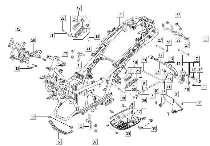 Parti del telaio in ABS Kymco New Downtown 350i