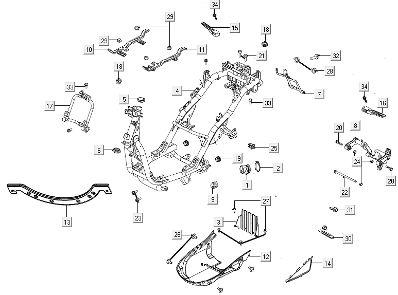 Telaio - Sospensione del motore Kymco New Like 150i Euro 4