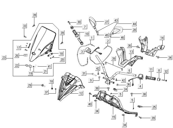 Volante - Componenti dello sterzo - Kymco New Downtown 350i ABS