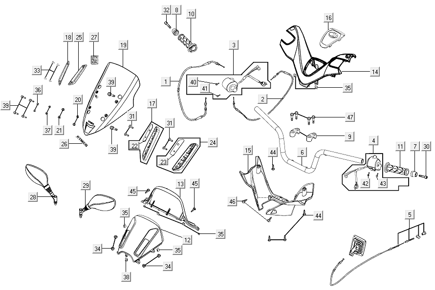 Volante - Componenti dello sterzo - Kymco Xciting 500R EVO