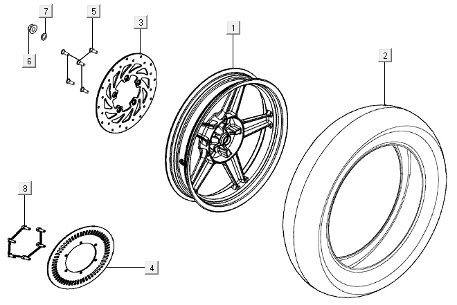 Ruota posteriore - Ganasce freno Kymco Agility 16