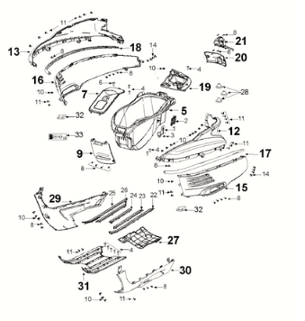 Fairing box Peugeot Django 125 EFI E5 2021-2022 DEEP OCEAN/ MAD GREY (S5)