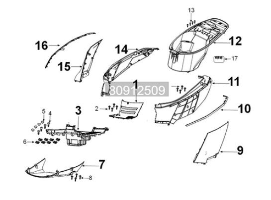 Fairing box (rear) Peugeot Tweet 125i E5 FL 2023-2025 ANTARTICA WHITE (K7)