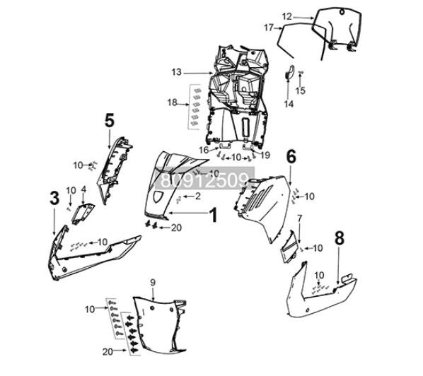 Fairing front Peugeot Tweet 125i E5 FL 2023-2025 ANTARTICA WHITE (K7)