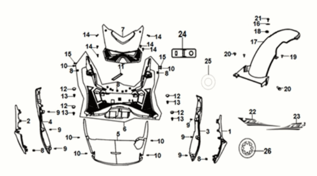 Floor panel - center cover Sym Jet 14 125I LC E5 2021-2024 BROWN (BR-497U)
