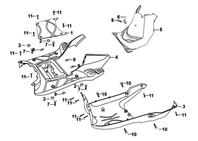 Floor panel center cover Sym Orbit II 125i E4