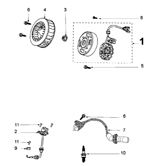 Accensione - Statore - Volano - Bobina di accensione - Pick up Django 50 4-stroke Evasion