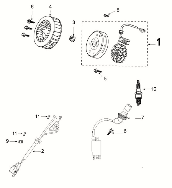 Accensione - Statore - Volano - Bobina di accensione - Pick up Peugeot Django 4 tempi Euro 5