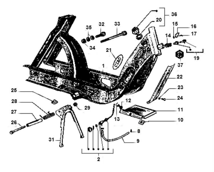 Telaio - Cavalletto centrale Piaggio Ciao